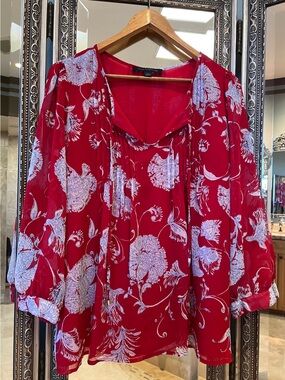 Tommy Hilfiger Red Floral Blouse - Sz L